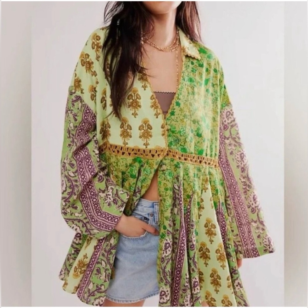 83. NWOT Free People Hazy Baby Boho Mini Dress - Picture 3 of 6
